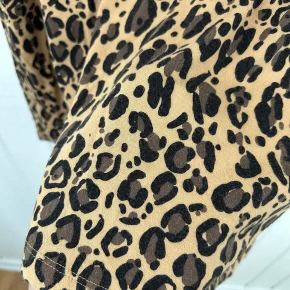 DKNY Women Long Sleeve Cheetah T-shirt Top Cotton Brown Mobwife Y2K Size XL - Picture 3 of 8